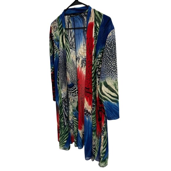 Creation Multicolor Open Front Lightweight Cardigan With 3/4 Sleeves Sz 3X - Picture 3 of 10